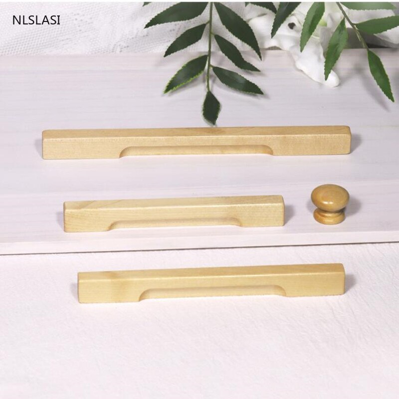 Natural Solid Wood Dresser handles desk drawer knobs and Pulls kitchen Cabinet Door Pulls furniture handle Hardware decoration