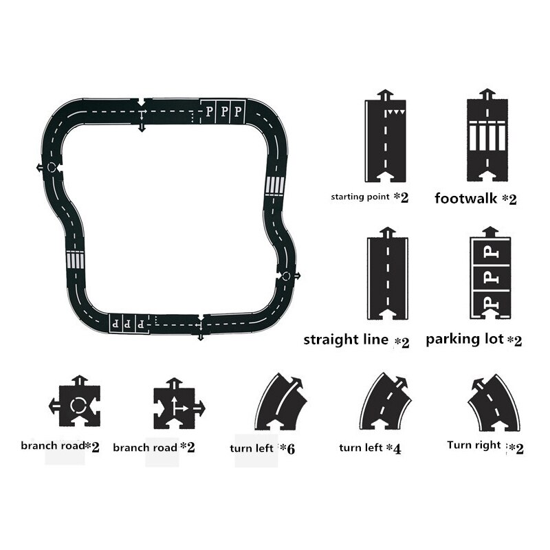 Søm bilbane puslespill lekematte motorveikonstruksjon pvc lekematte for barn pedagogiske leker for barn spillteppe: 24 stk