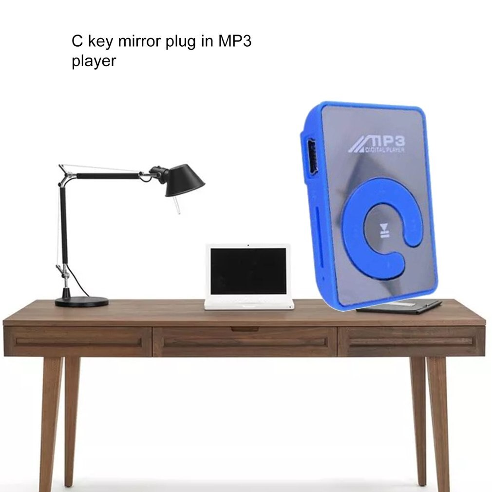 Portable Mini miroir pince lecteur MP3 musique Support multimédia Micro SD TF carte Hifi MP3 pour les Sports de plein air