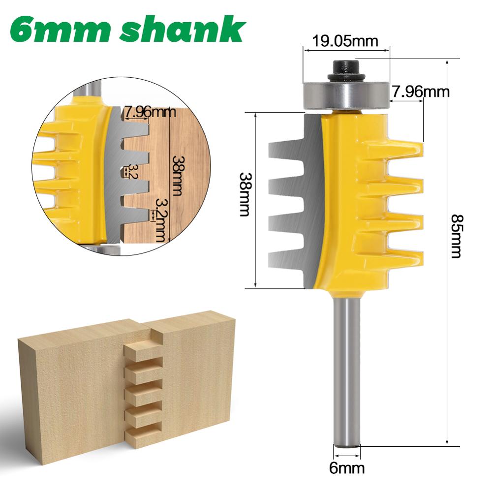 1Pc 1/4 "6Mm 8Mm 6.35Mm Schacht Frees Houtsnijwerk Rail Omkeerbare Vinger Gezamenlijke Lijm router Bit Kegel Tenon Houtbewerking: 01