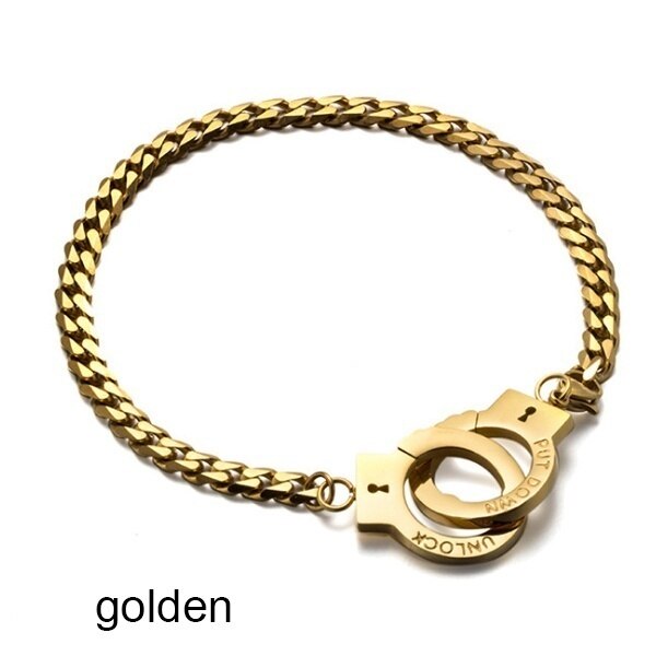 Kreative Hüfte hüpfen Stil Metall Handschellen Kette Armbinde für Männer und Frauen Party Prom Schmuck: Gold-farbe