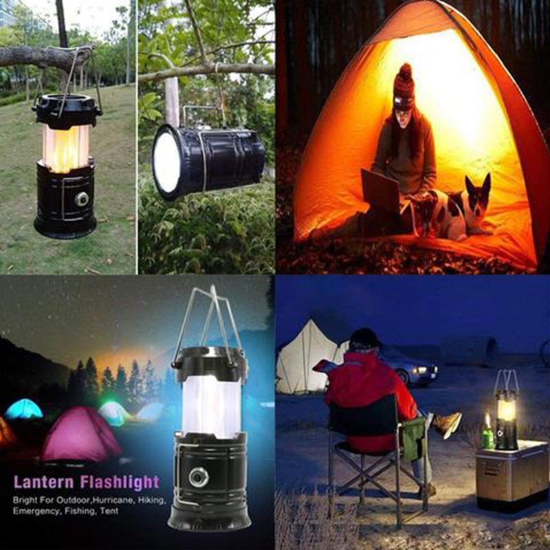 3-In-1 Camping Lantaarn 2 Led Lichtbron Poweful Draagbare Outdoor Tent Licht Lamp Led Vlam Lantaarn zaklampen