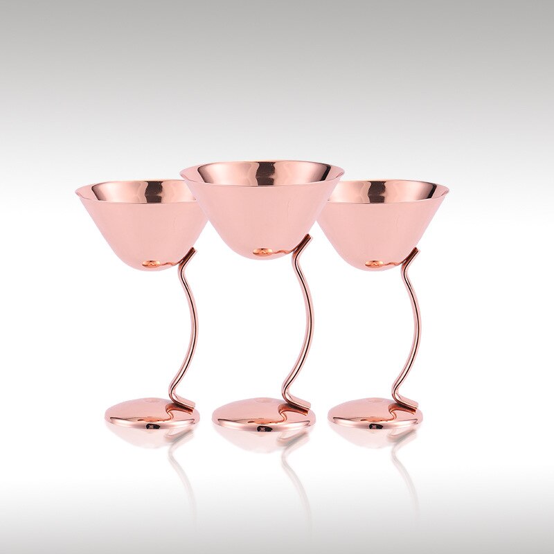 Copa de vino de acero inoxidable 304, copas de champán de metal anticaídas, oro rosa, cóctel, Martini