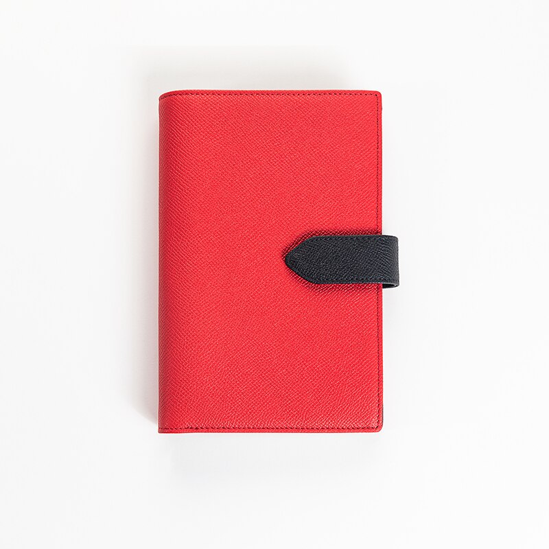 Amnery A6 Bindmiddel Lederen 6 Ringband Notebook Cover Voor A6 Filler Papier, navulbare A6 Persoonlijke Planner Bindmiddel Met Kaartsleuven: red black