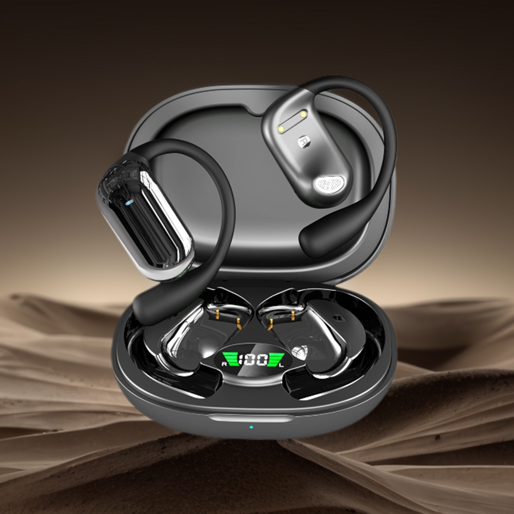 Bluetooth-Compatible 5.3 AI Translation Earbuds with Ear Hook Translator Headphones Open Ear Headphones for Travel and Business