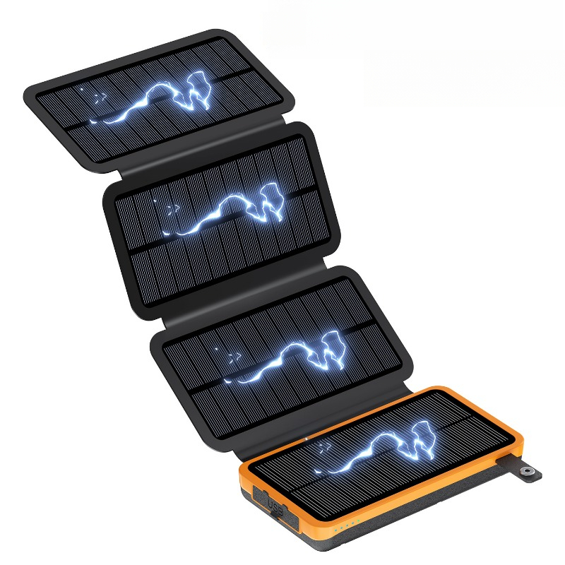 25000 mah dobbel usb 4 solcellepaneler solcelledrevet powerbank telefon eksternt batteri for en rekke mobiltelefoner utendørs camping