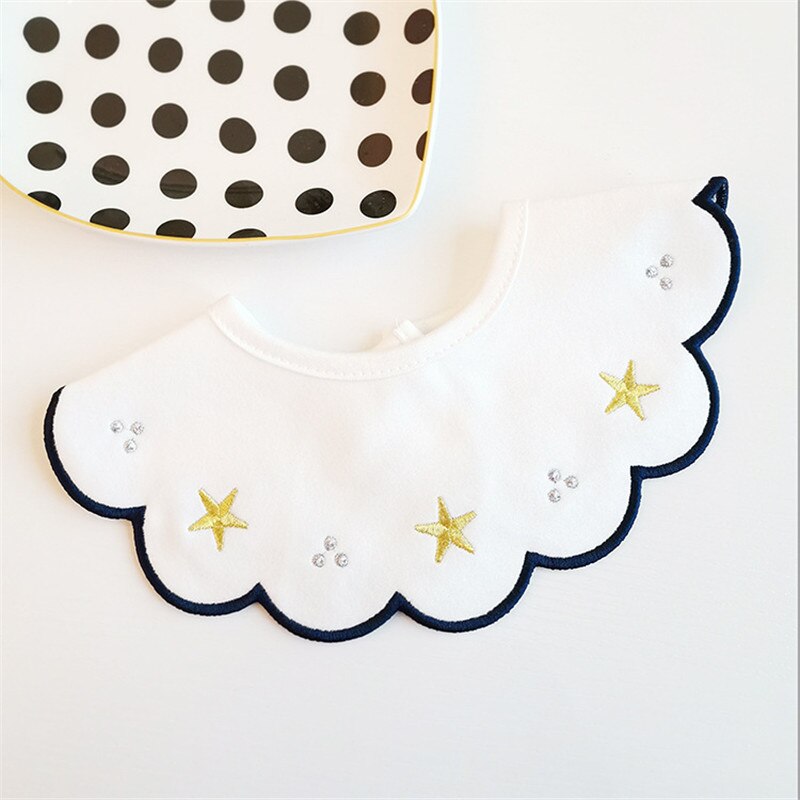 flower shape embroidery cherry Baby bibs cotton nursing feeding towel sweet heart Newborn Babador infant feeding burp bibs: stars