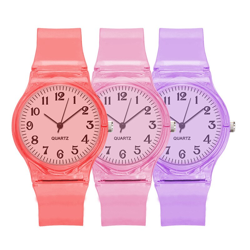 Kids Horloge Kinderen Quartz Horloges Horloge Jelly Voor Meisje Een Jongen Klokken Sport Baby Student Transparante Plastic Kids Horloge