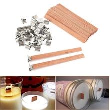100pcs Wooden Wick Candle With Sustainer Tab Soy Wax Candle Wicks Core Diy Oil Lamps Candle Making Pick Supply Soy Parffin Wax