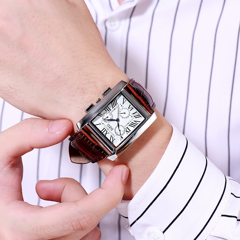 Reloj cuadrado DZG para hombre, reloj de pulsera de cuero de cuarzo resistente al agua, reloj para hombre, reloj Masculino, hodinky erkek kol saati