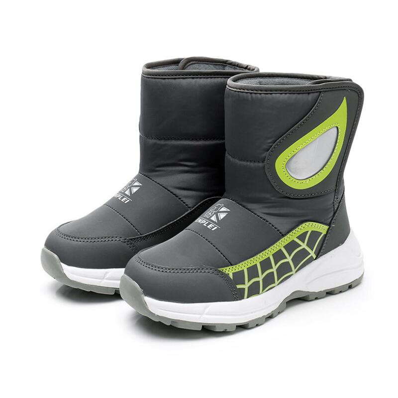COZULMA Nuovi Bambini Stivali Invernali Per Bambini Scarpe Impermeabili Ragazze Dei Ragazzi Stivali Da Neve di lana Caldo Cotone Stivali Bambini Pattini Della Piattaforma: Gray / 32 (inside 20.4 cm)
