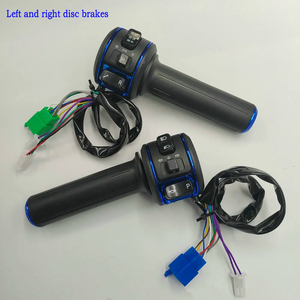 Elektrische Scooter Rechts en Links Handvat Gaspedaal, Combinatie Schakelaar Montage Reverse, 3 Speed, draaien, claxon Reparatie Deel: Blauw