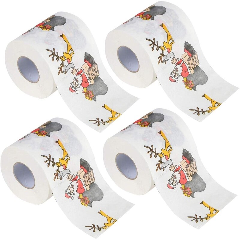 2 Layers 15 Rolls of Merry Christmas Hand Roll Paper Santa Printing Roll Paper: Default Title