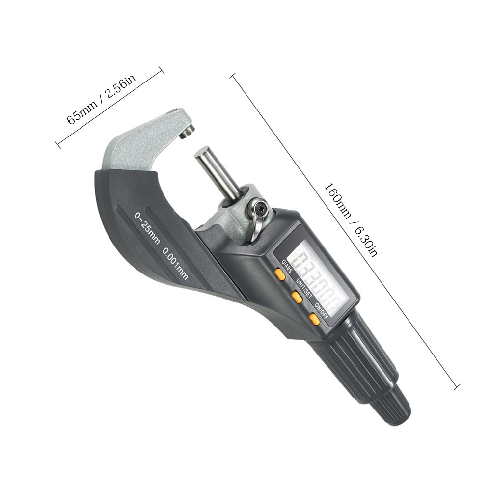 0-25mm digitaalista mikrometriä, elektroninen digitaalinen ulkomikrometri, 0.001mm erittäin tarkkaa syvyysmikrometriä, mikropaksuusmittari