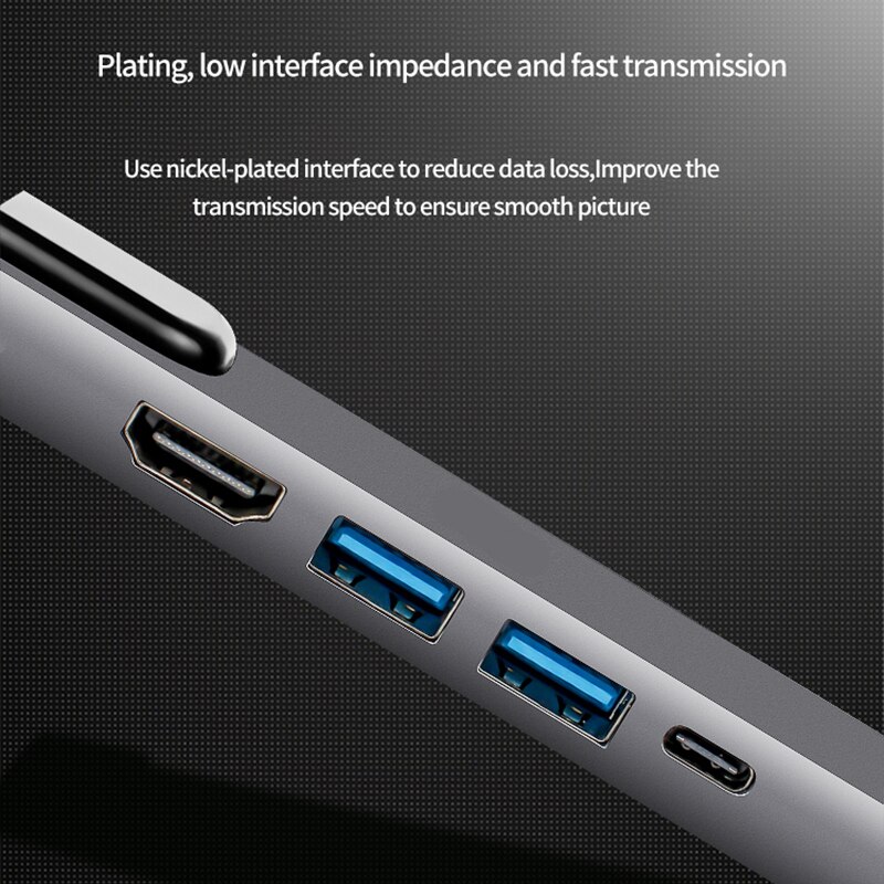-5 in 1 usb type c hub hdmi 4k usb c hub til gigabit ethernet  rj45 lan adapter til mac book pro thunderbolt 3 usb-c oplader