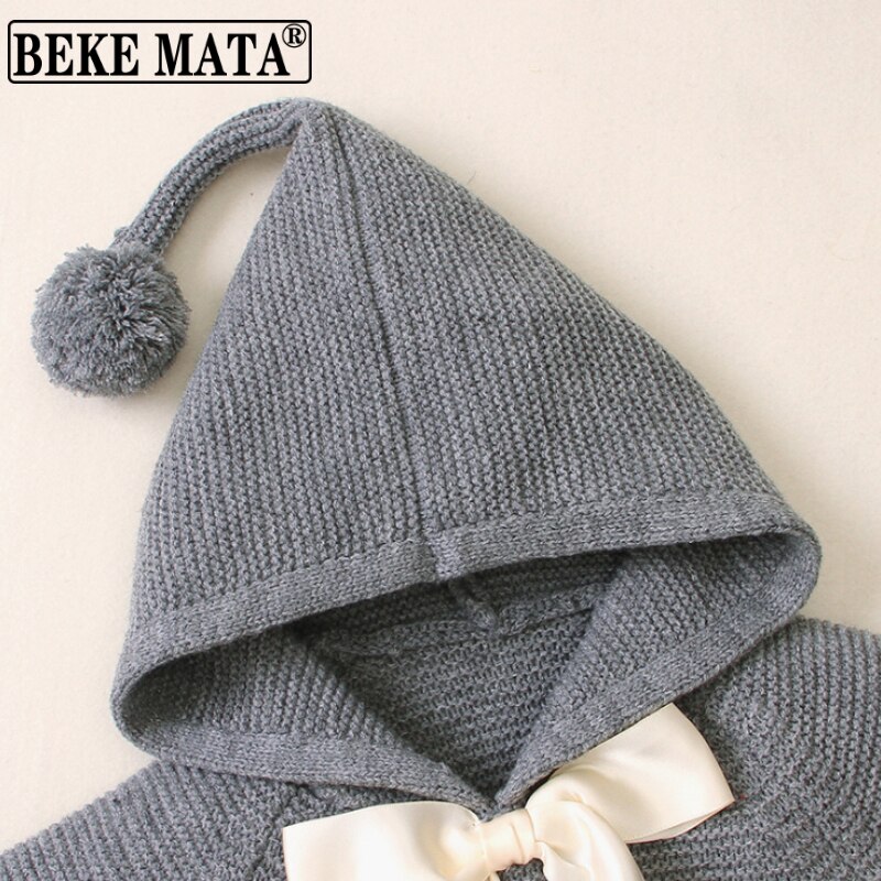 Bébé fille pull hiver tricoté à capuche enfant en bas âge fille vêtements à manches longues Bow infantile vêtements gland coton bébé Cardigan