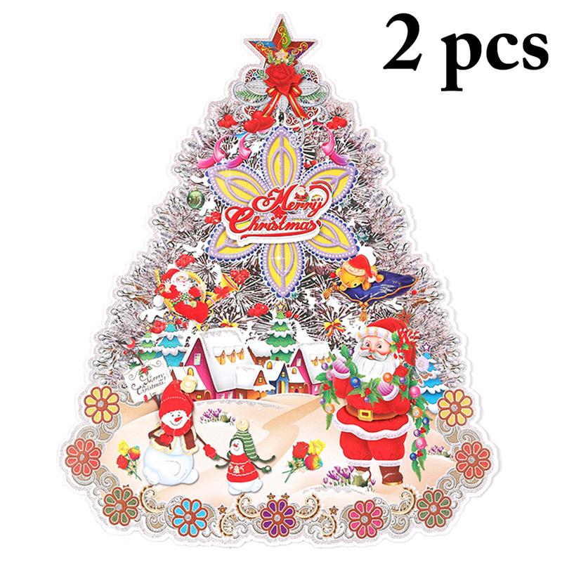 2 stks Kerst Raamsticker Verwijderbare Kerstboom Muursticker Muurtattoo Sticker 15.35 ''X 11.81''