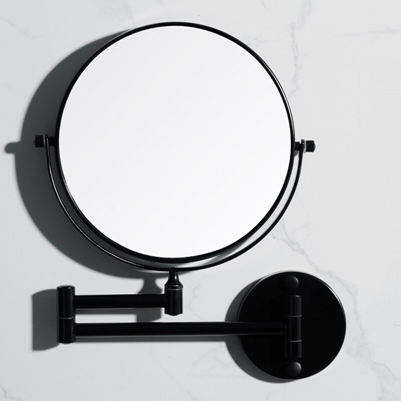 Bathroom Black Mirror Wall-mounted Makeup Mirror Bathroom Beauty Mirror Folding Magnifying Glass Wall-mounted Mirrors