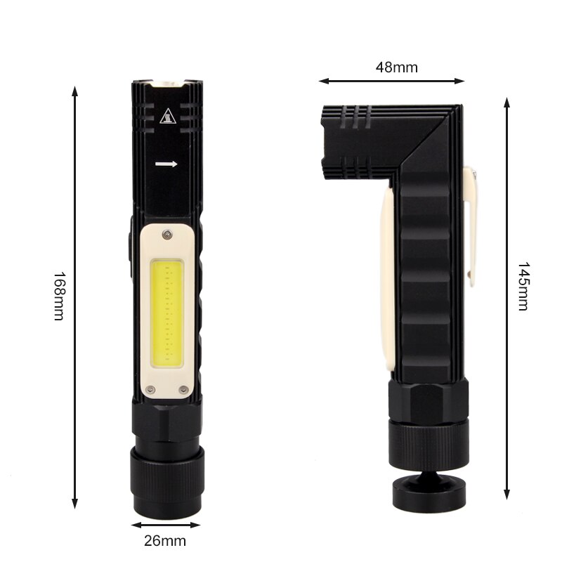 5 mode Rotatable Right angle Flashlight Rechargeable COB LED Multi-functional Portable Work Lights