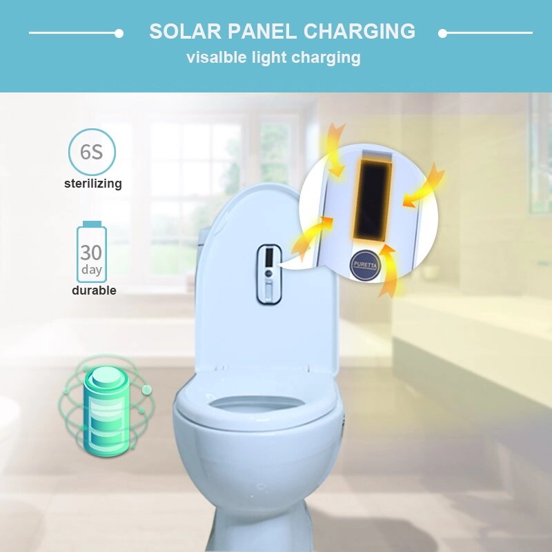 Intelligent Toilet Sterilizer UV Light Disinfection Rechargeable Solar Power Automatic Toilet Lid Sterilizer Bathroom Accessory