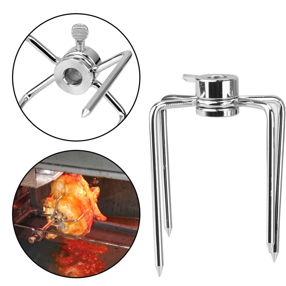 Horquillas de acero inoxidable para barbacoa, herramientas de cocina para asar pollo, carbón vegetal, tenedor de carne, Rotisserie, 2 unids/set por juego