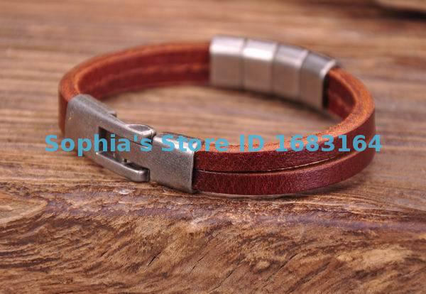G117 Braun Kühlen Metallschließe Surfer Leder Herren Armbinde Armbinde Manschette Neue