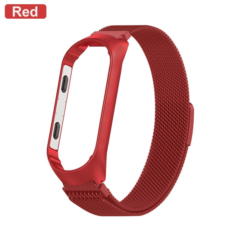 Correa para Xiaomi mi Band 4 pulsera de Metal para mi band 3 correa de muñeca de acero inoxidable para mi band reemplazo pulsera Accesorios: Red / For Mi Band 4