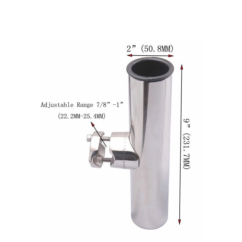360 Degree Adjustable Removable Rail Mount Stainless Steel 316 Fishing Rod Holders with Clamp on Rail 19mm to 26mm