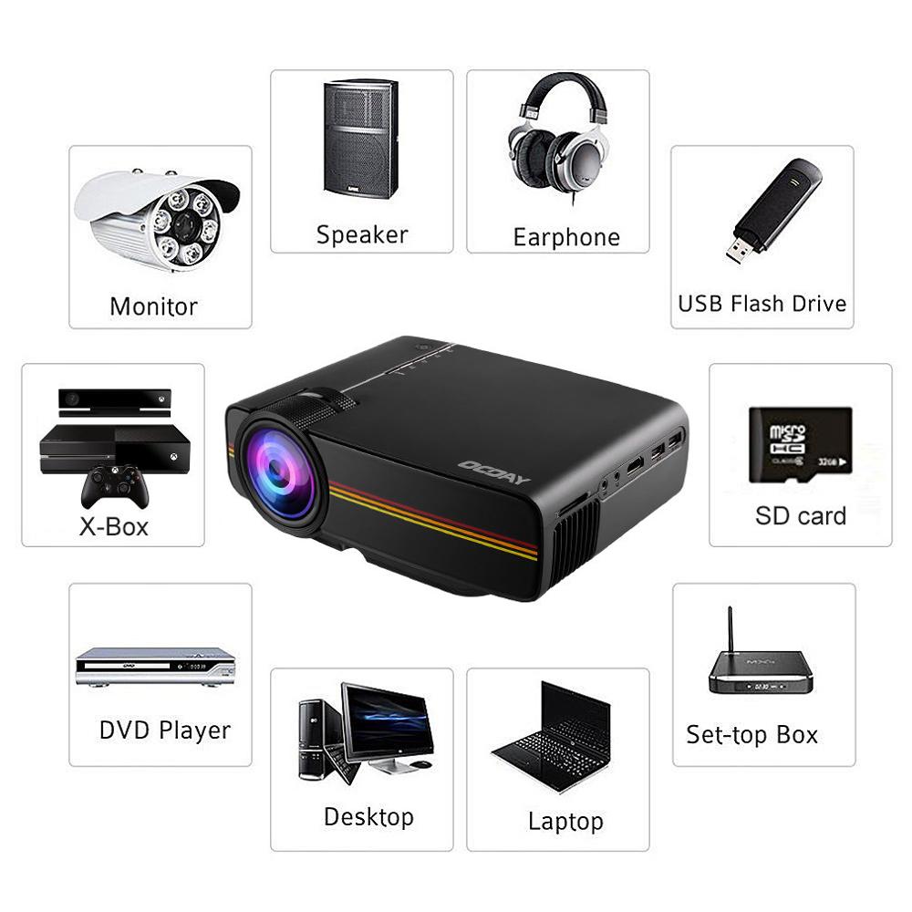 Ocday Draagbare Lichtgewicht Hdmi Verstelbare Kosten-Efficiënte Multi-Media Home Theater Lcd Imaging Hd Led Digitale Projector