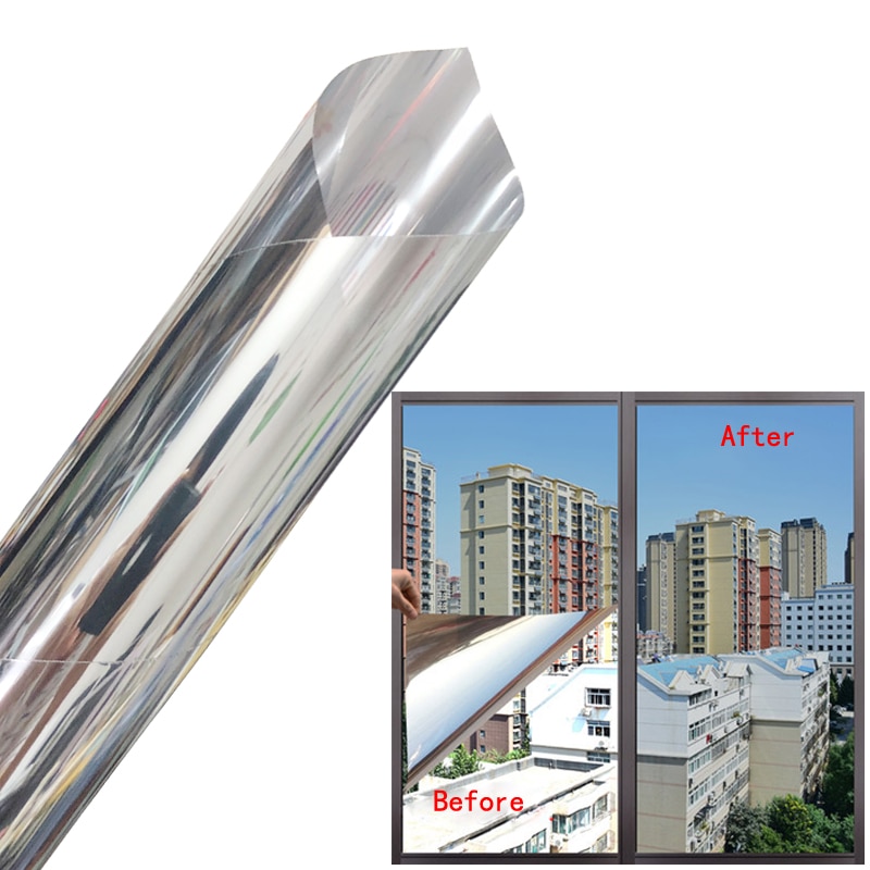 40cm 50cm 60cm Window Film One Way Mirror Silver Insulation Stickers Solar Glass Foil Reflective