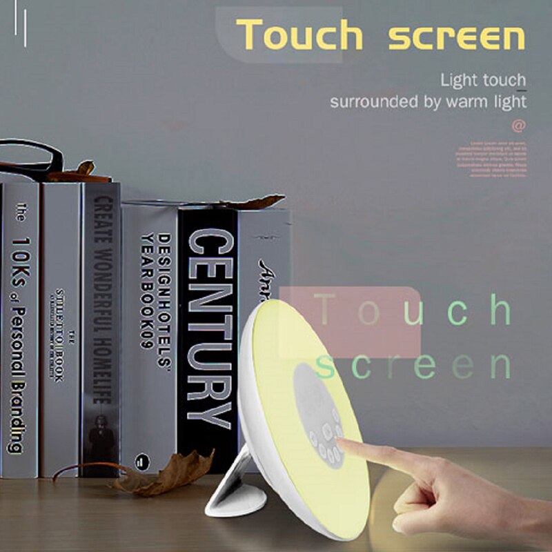 Led digitale wekker, wekkerlamp, tafelklok, lamp, zonsopgang, zonsondergang, elektronische snooze-wekkers, fm-radio