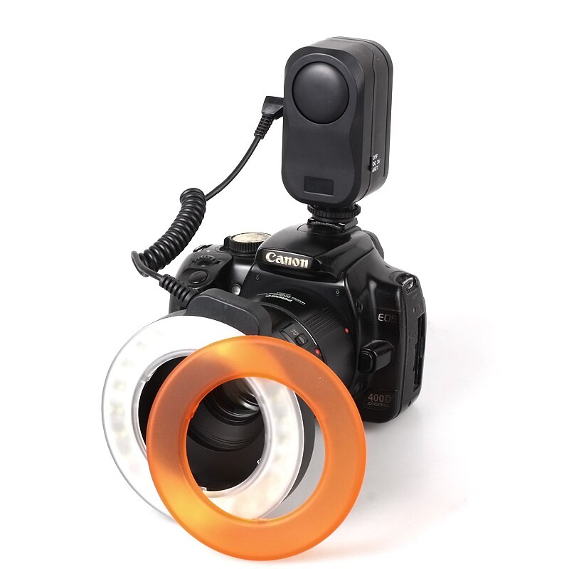 W48 LED Macro anillo luz de Flash para Canon 60D 7D 6D 5D Mark II 5D3 70D 600D 650D 550D... para Nikon D800 D600 D7100 D5100 D5200 D90