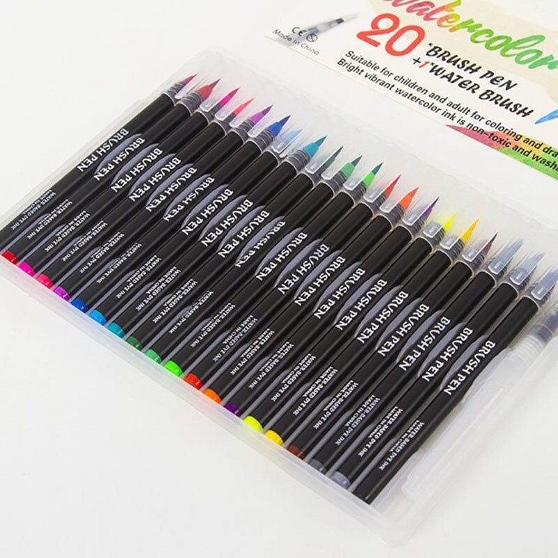 20 Kleur Aquarel Pen Set Schilderen Pen Milieubescherming Art Aquarel Zachte Hoofd Pen Aquarel Pen Coloring Tap Water