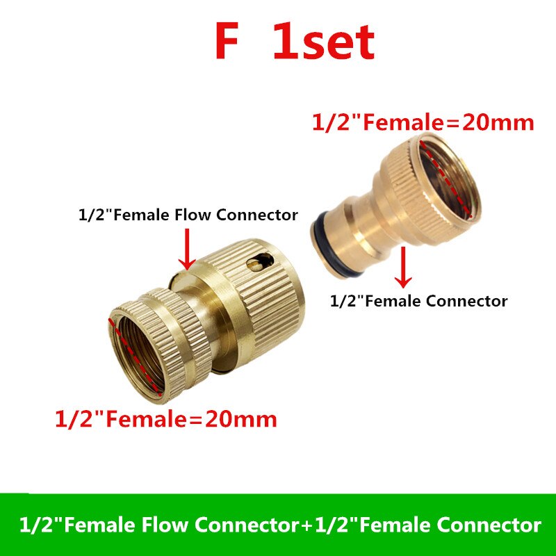 1/2" 3/4"Female Flow Connector With Male Tap Connect Garden Watering Tools Gardening Irrigation Fittings: F  1set