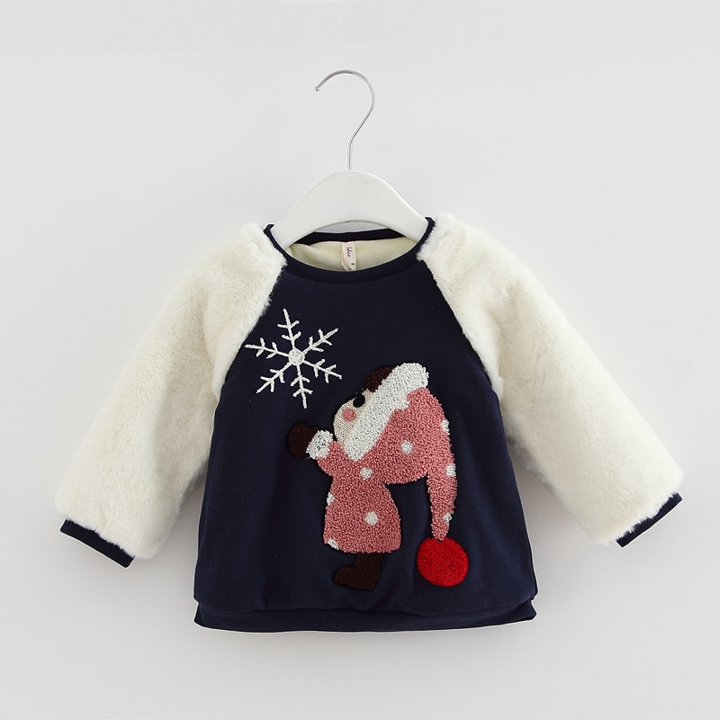 Idé fisk baby piger sweatshirts vinter tyk varm børn jule hættetrøjer lange ærmer sweater til børn tøj 0-2y