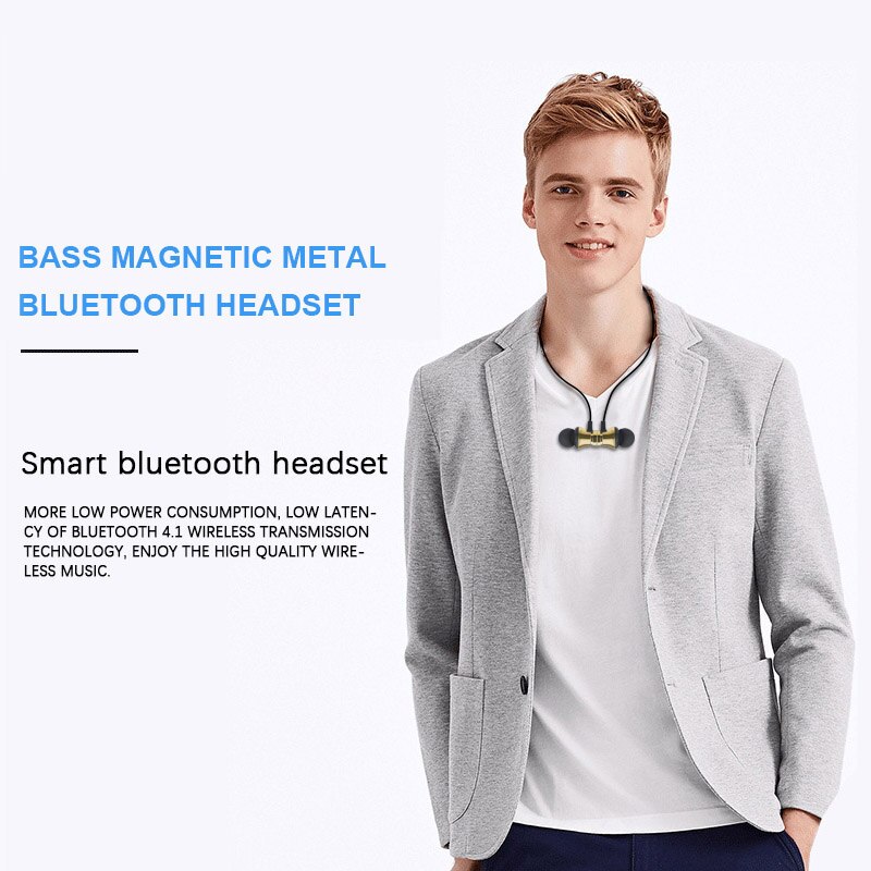 Auricolare In-Ear S8 Wireless ad adsorbimento magnetico Bluetooth 4.2 con microfono sport cuffia auricolare Stereo basso per tutti i telefoni