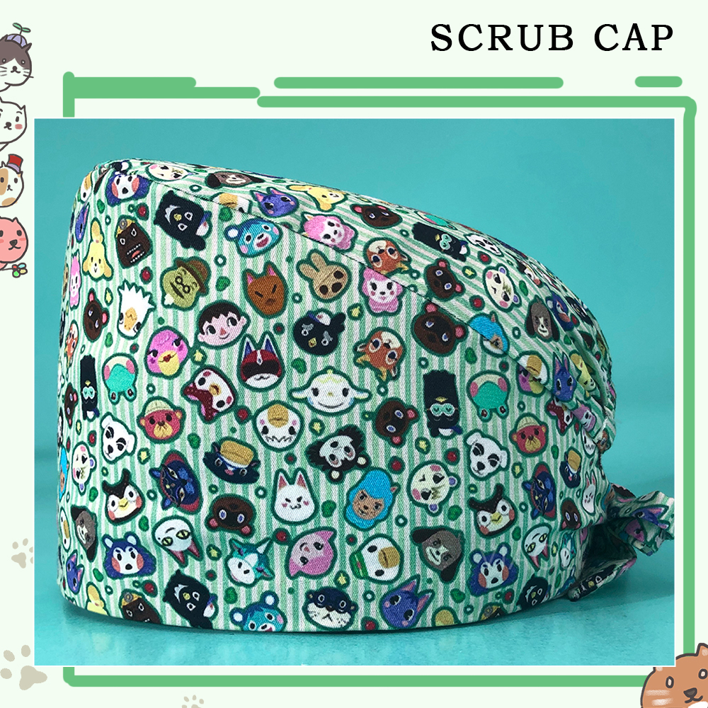 Scrubs Caps Mode Nurse Cap Dier Bedrukt Verstelbare Chirurgische Hoed Ziekenhuis Accessoires Dierenwinkel Werkhoeden: Lichtgrijs