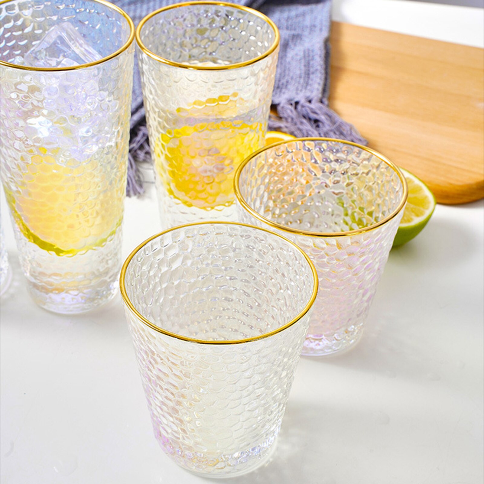 300/320/330/340/430ml Klar Vergoldung Kaliber Wasser Milch Becher Glas Tasse Becher