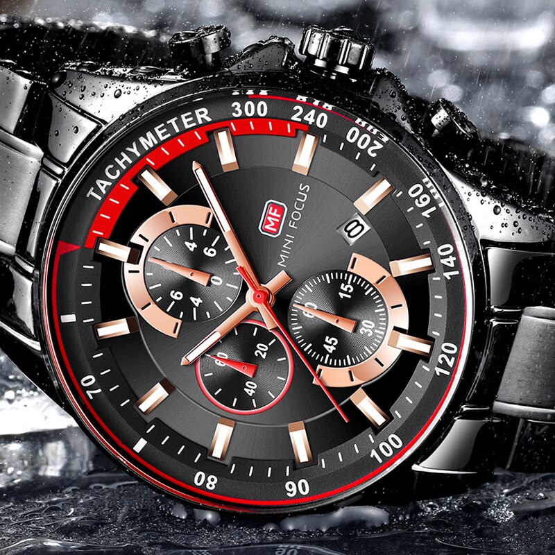Heren Horloge Top Luxe Big Wijzerplaat Zwart Quartz Mannen Horloges Chronograaf Sport Horloge Man Rvs Datum Klok wach