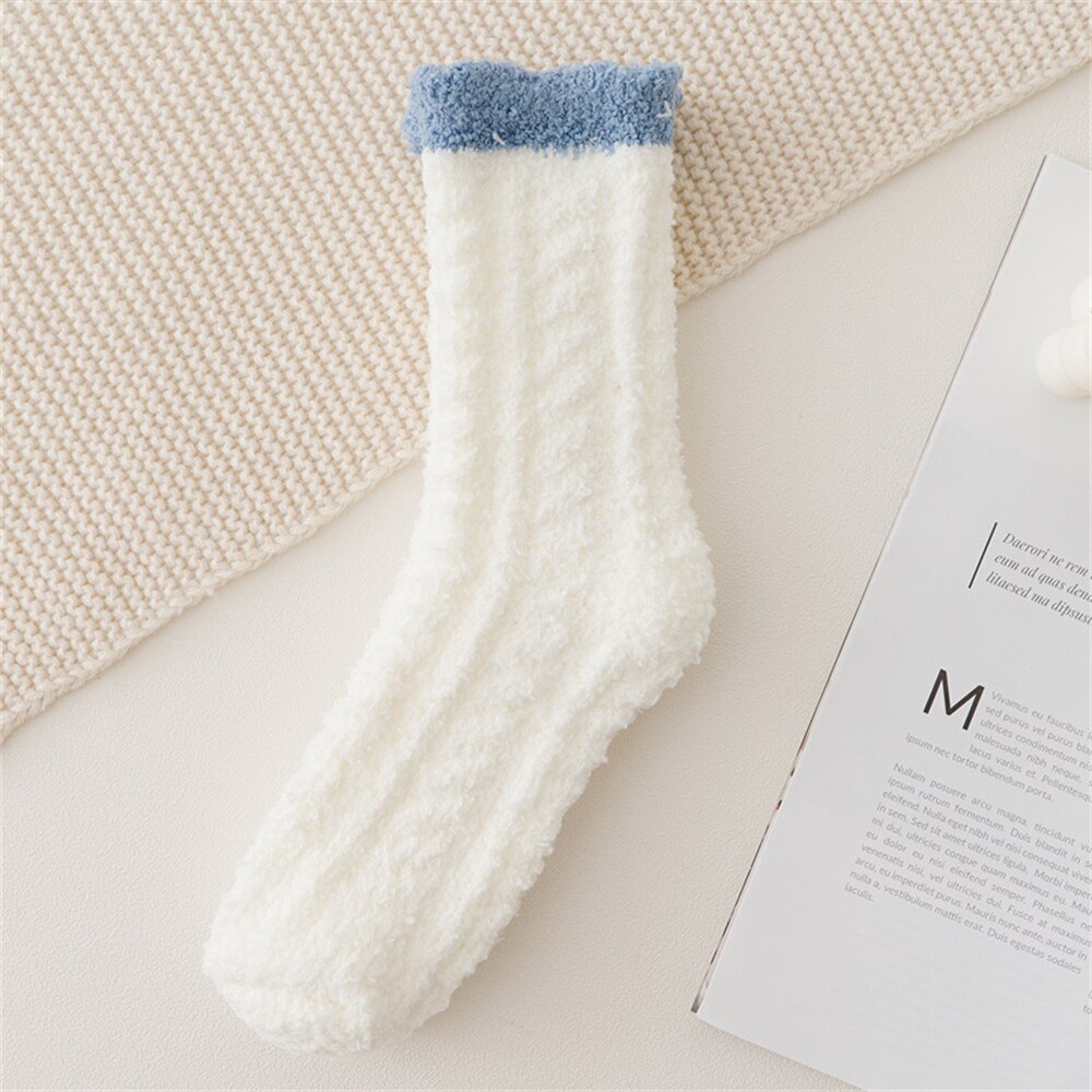 Chaussettes courtes thermiques en molleton de corail pour femmes, chaussettes molletonnées, bottines d&#39;intérieur épaisses, pour filles, hiver: White