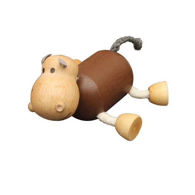 Wooden Small Animal Solid Wood Animal Doll Model Toy Children Forest Animal Puppet Toy Decoration: hippo