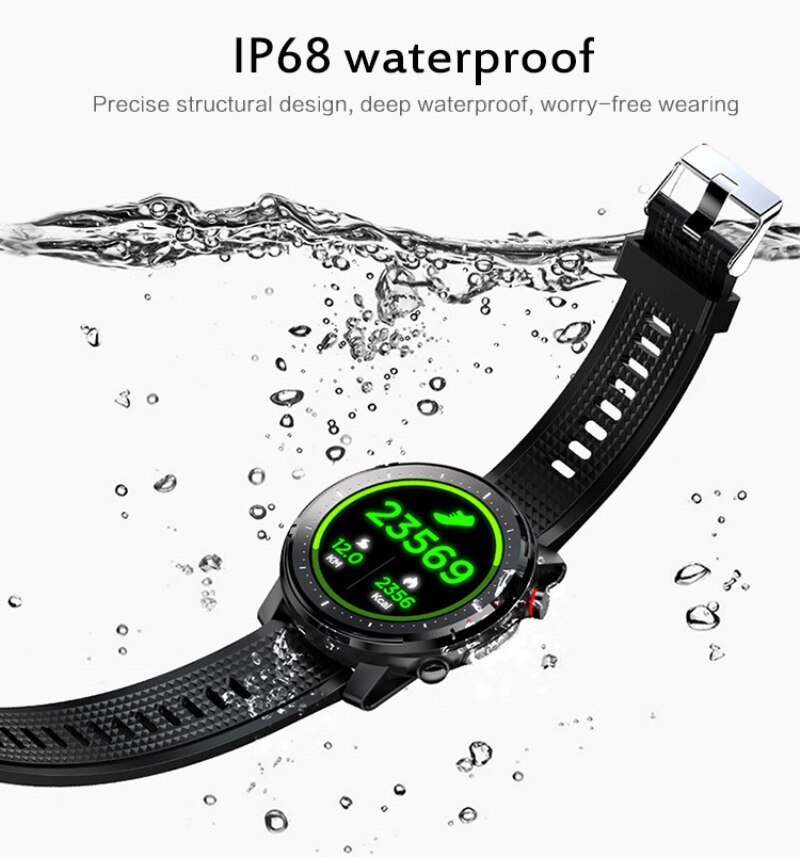 Smart Horloge Mannen Waterdichte IP68 Smartwatch Full Screen Touch Sporthorloge Hartslag Bloeddruk Bloed Zuurstof Gezondheid Tracker