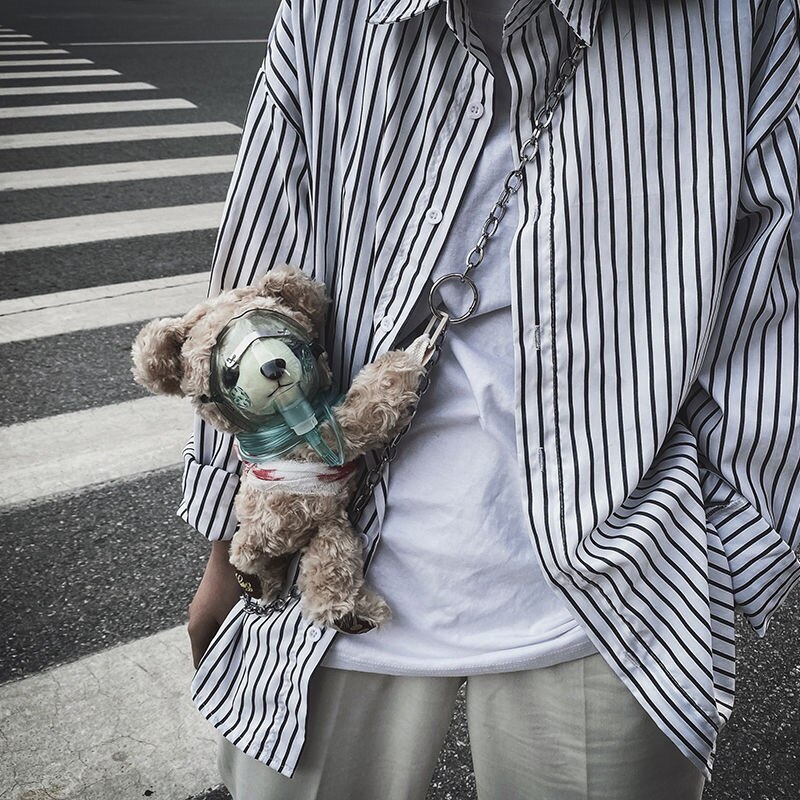 Harajuku streetwear minilaukut naisten olkalaukku rento halloween hautajaiset tumma verinen tuuletin vammainen karhu nukke bundy tyyli