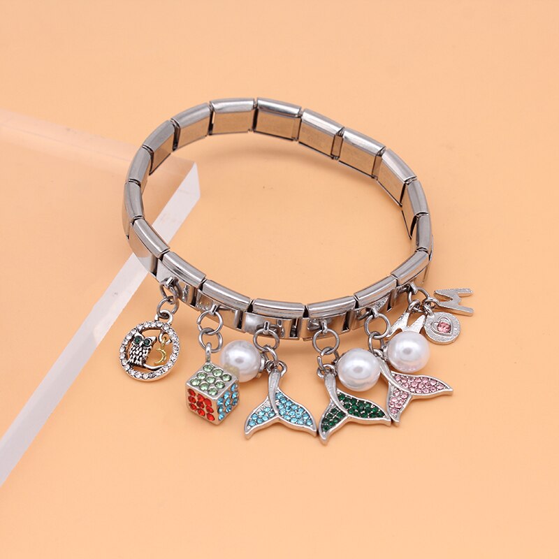 Fyour Originele Daisy Moeder Uil Mermaid Tail Dazzling Cz Italiaanse Charme Fit 9Mm Armband Rvs Sieraden Maken DJ117