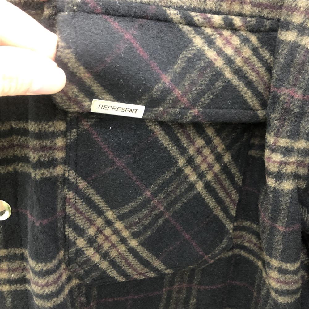 REPRESENT TARTAN WOOL OVERSHIRT 20FW Men Women Thick Plaid Textured Over-shirt Slightly Oversized Represent Shirts 1:1 Blouse