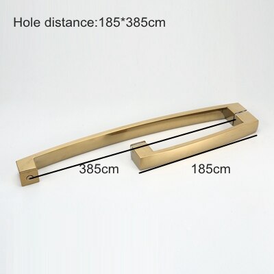 Manija de puerta de vidrio para ducha, bisagra de acero inoxidable dorada, abrazadera de cristal, Clip de puerta, accesorios de baño, Hardware: 385-185mm handle