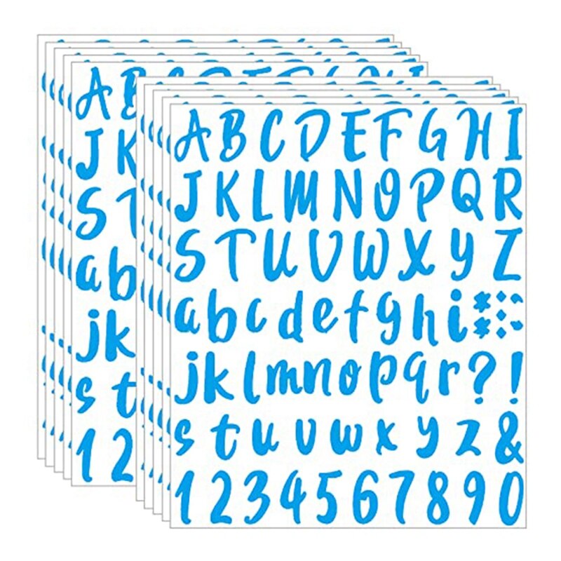 10 Sheets Vinyl Letters Numbers Kit Self Adhesive Letter Stickers Waterproof Mailbox Numbers Sticker: Blue