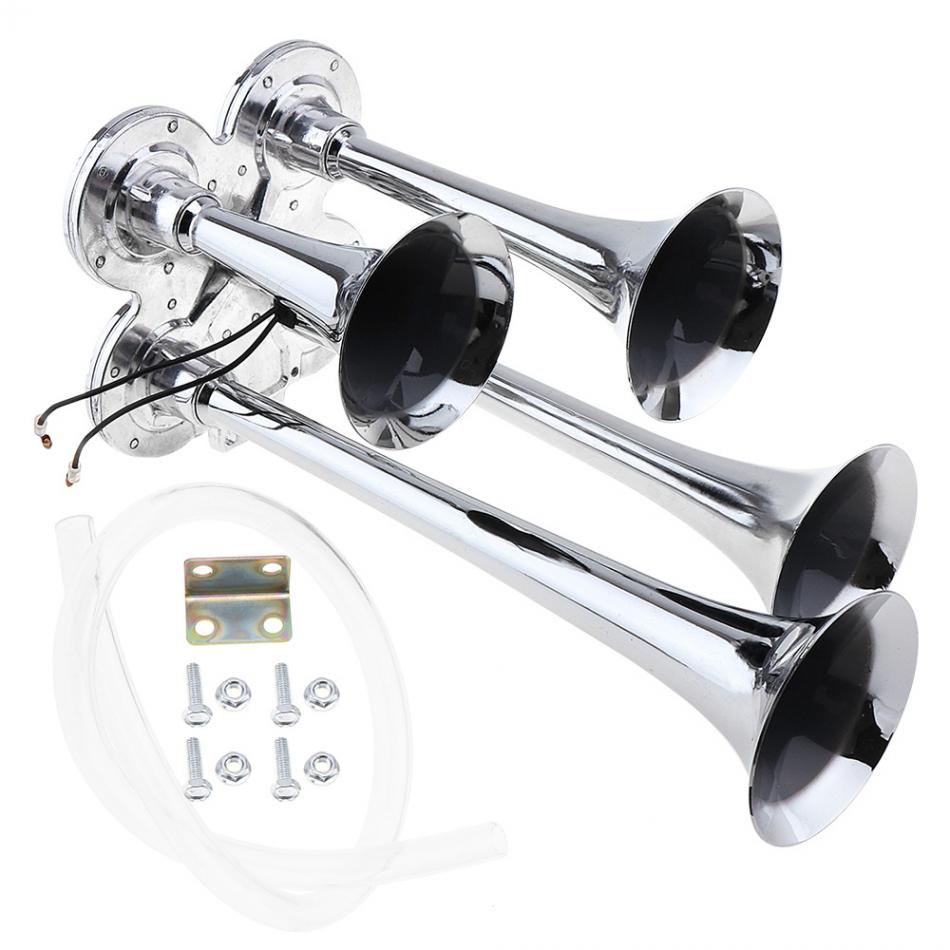 12V / 24V 150dB Super Loud Four Trumpet Air Horn Car Styling Parts Car Auto Loudspeaker for Car Vehicle Truck Train Boat SUV