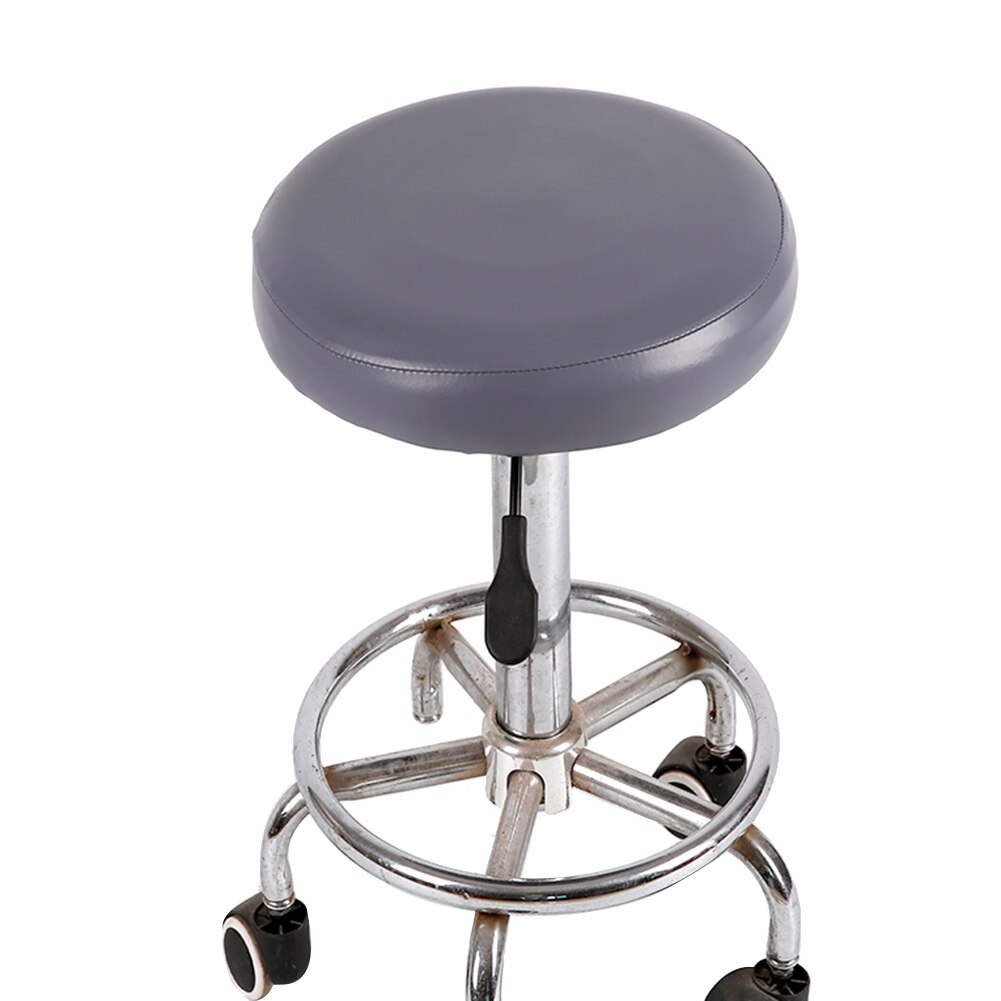табурет Round Chair Protector Elastic PU Leather Stool Chair Cover Waterproof Chair Protector Small Round Seat Cushion Sleeve: Grey