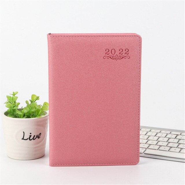 2022 A5 Planner Notebook Writing Notepads Planner Schedule Book Office Accessories Personal Diary Agendas Notebook: Pink